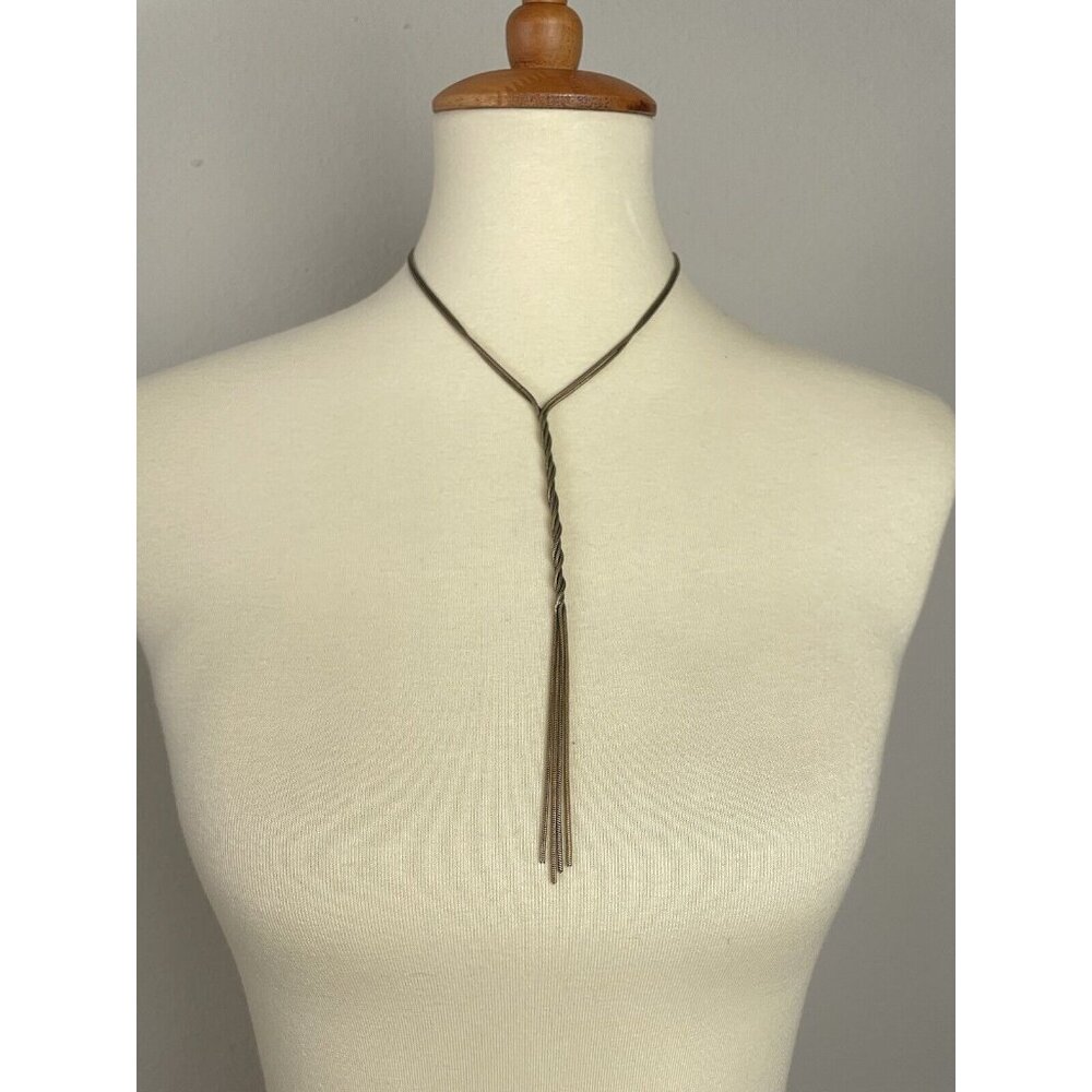 Vintage Gold Tone Snake Chain Long Necklace Signed Express Silver 70s/80s Style